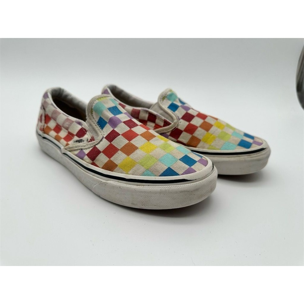 Vans Rainbow Checkerboard Slip-On Shoes Multicolor Unisex‎ Size 6